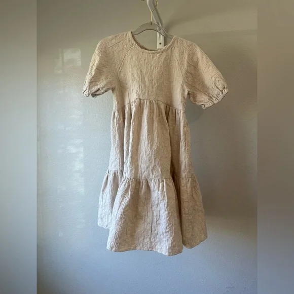 Zara Cream Textured Kids Dress - Picture 1 of 9